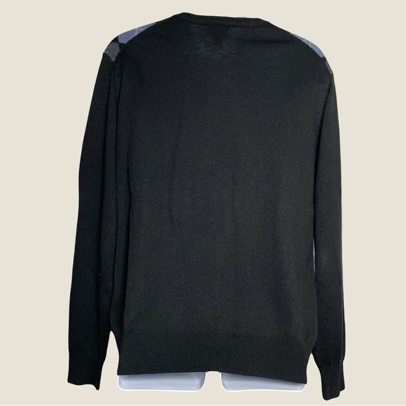 Neiman Marcus Wool Blend Argyle Sweater Men’s Size Large Black Blue Gray - Picture 3 of 9